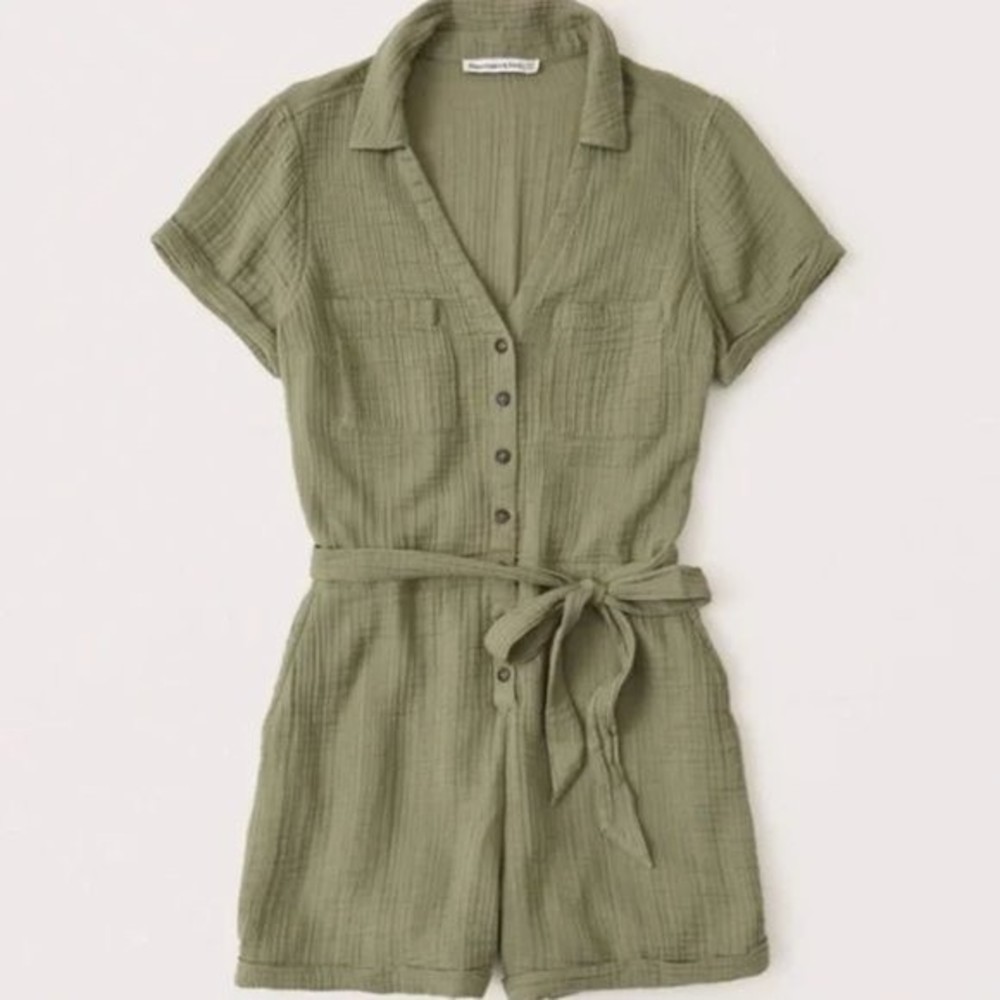 Abercrombie & Fitch Olive Green Utility Romper XS